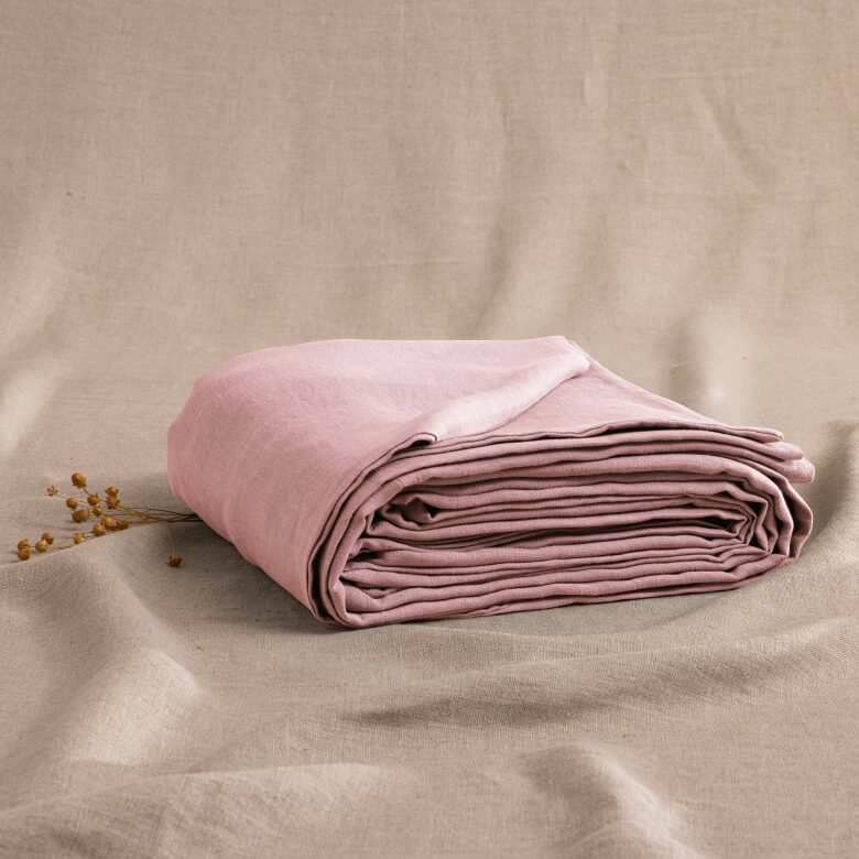 Housse de Couette en Lin Lavé Pétale de Rose - Embrin