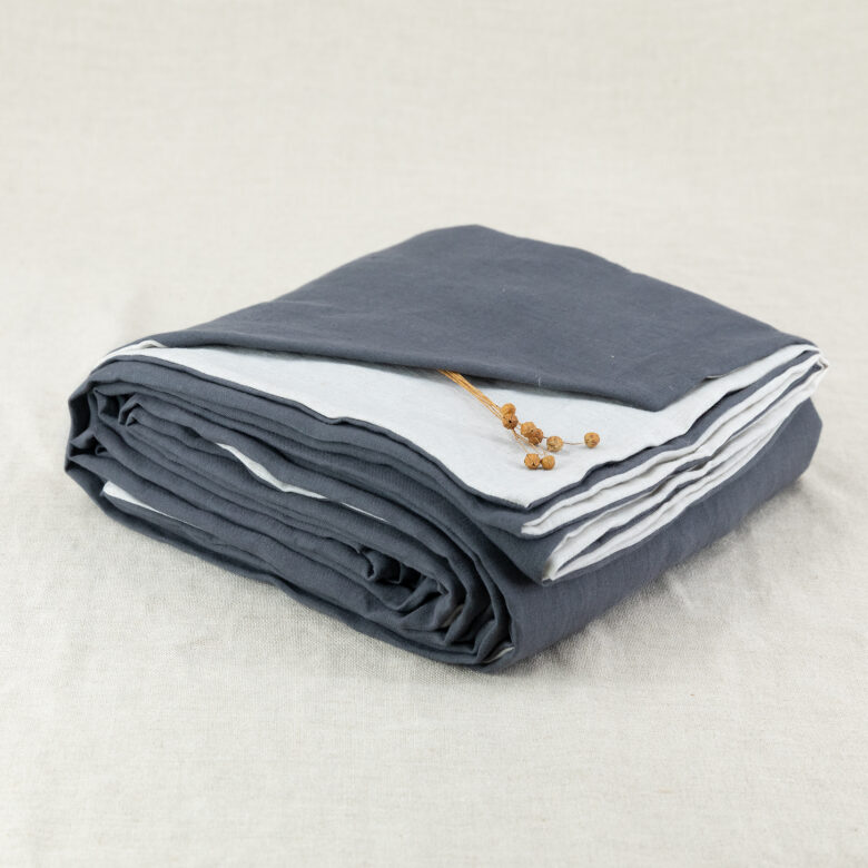 Housse de Couette en Lin Lavé Gris Silex Bicolore - Embrin