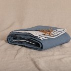 Housse de Couette en Lin Lavé Bleu Ardoise Bicolore