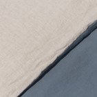 Housse de Couette en Lin Lavé Bleu Ardoise Bicolore