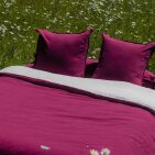 Housse de Couette en Lin Lavé Rose Bruyère Bicolore