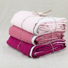 Housse de Couette en Lin Lavé Rose Bruyère Bicolore