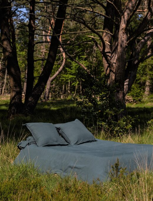 Forest Green Washed Linen Duvet Cover