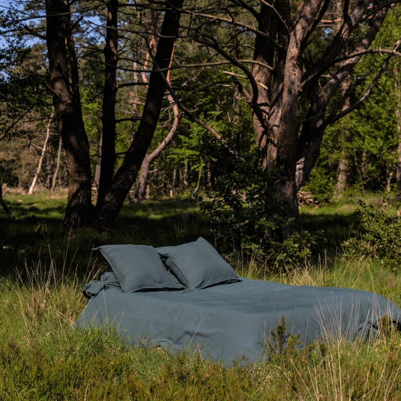 Housse de Couette en Lin Lavé Vert Forêt - Embrin