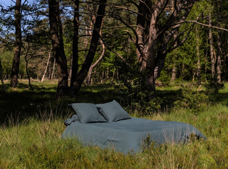 Housse de Couette en Lin Lavé Vert Forêt