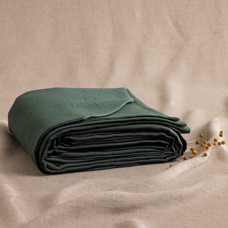 Housse de Couette en Lin Lavé Vert Forêt - Embrin