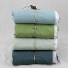 Housse de Couette en Lin Lavé Vert Forêt Bicolore