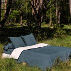 Housse de Couette en Lin Lavé Vert Forêt Bicolore