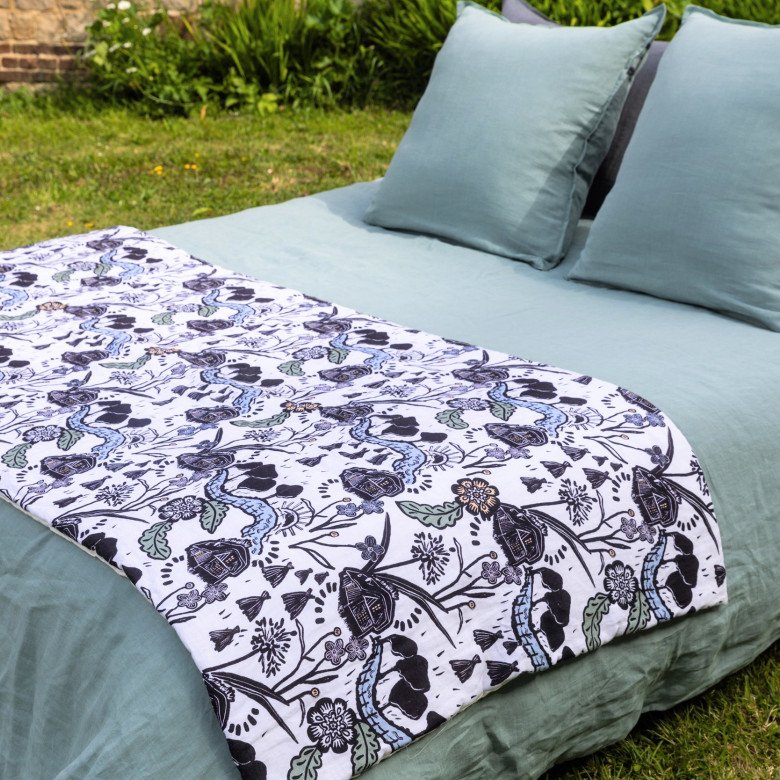 Housse de Couette en Lin Lavé Vert Céladon - Embrin