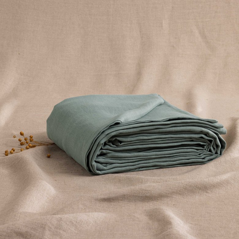 Housse de Couette en Lin Lavé Vert Céladon - Embrin