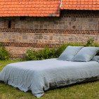 Housse de Couette en Lin Lavé Vert Céladon