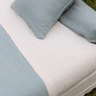 Housse de Couette en Lin Lavé Vert Céladon Bicolore