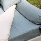 Housse de Couette en Lin Lavé Vert Céladon Bicolore