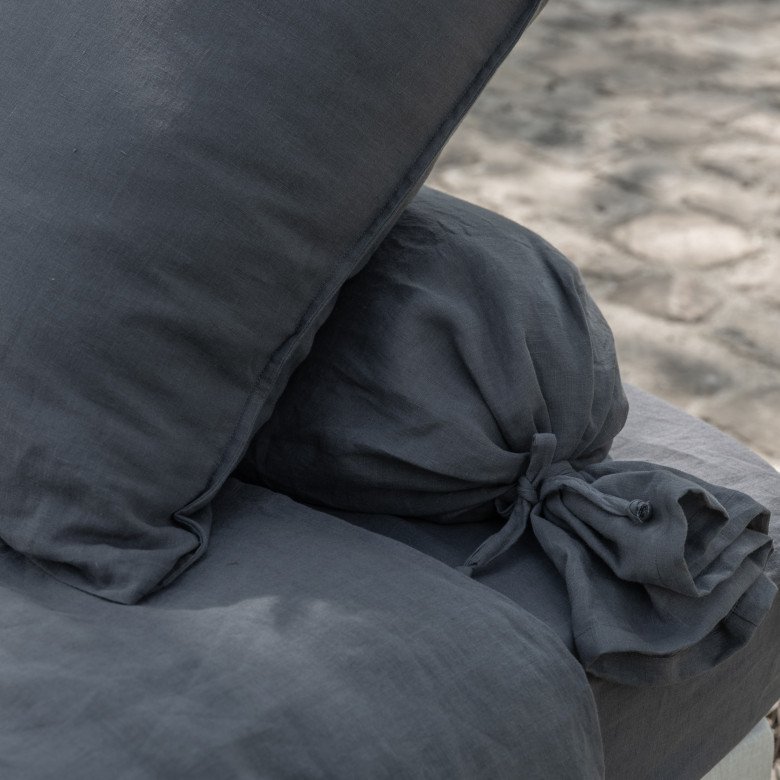 Taie d'Oreiller en Lin Lavé Gris Silex - Embrin