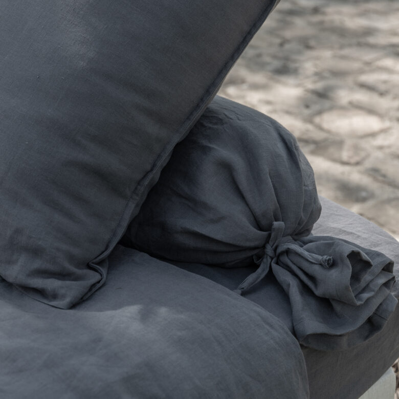 Taie d'Oreiller en Lin Lavé Gris Silex - Embrin