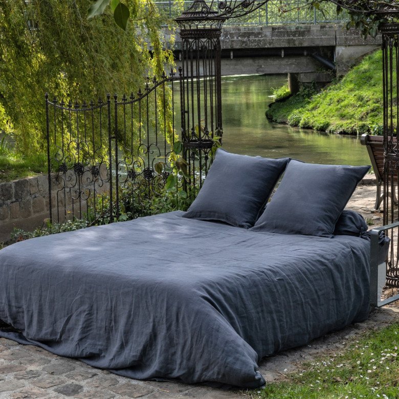 Taie d'Oreiller en Lin Lavé Gris Silex - Embrin