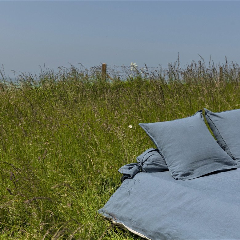 Taie d'Oreiller en Lin Lavé Bleu Ardoise - Embrin