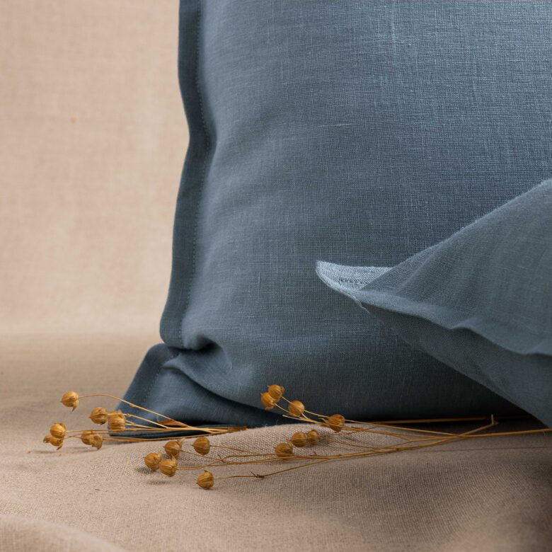 Taie d'Oreiller en Lin Lavé Bleu Ardoise - Embrin