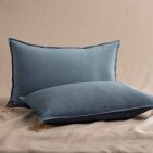 Taie d'Oreiller en Lin Lavé Bleu Ardoise