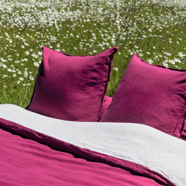 Taie d'Oreiller en Lin Lavé Rose Bruyère