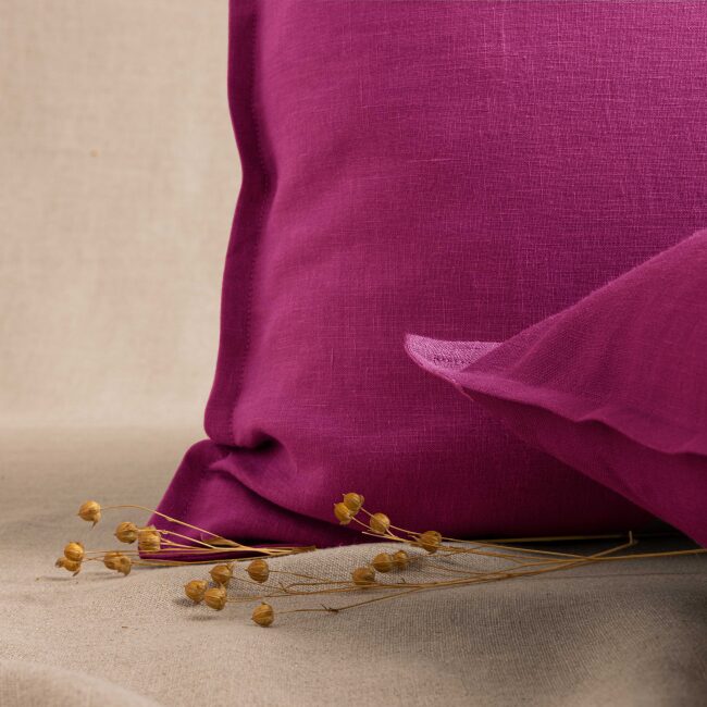 Taie d'Oreiller en Lin Lavé Rose Bruyère