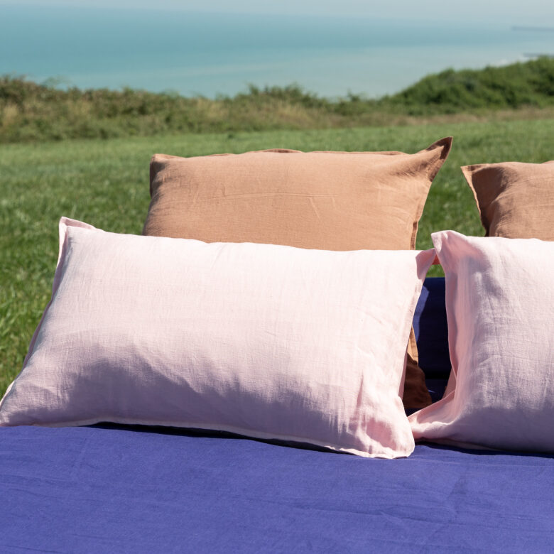 Taie d'Oreiller en Lin Lavé Pétale de Rose - Embrin