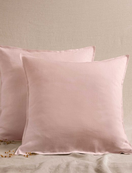 Taie d'Oreiller en Lin Lavé Pétale de Rose
