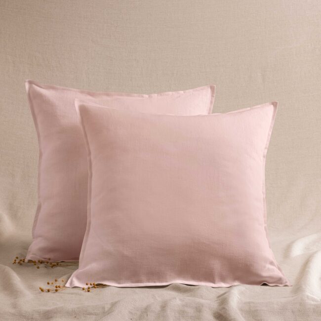 Taie d'Oreiller en Lin Lavé Pétale de Rose