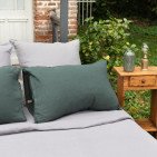 Taie d'Oreiller en Lin Lavé Vert Forêt