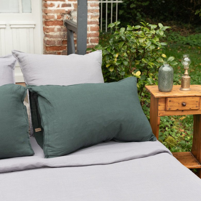 Taie d'Oreiller en Lin Lavé Vert Forêt - Embrin