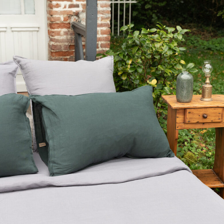 Taie d'Oreiller en Lin Lavé Vert Forêt - Embrin