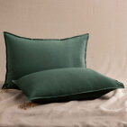 Taie d'Oreiller en Lin Lavé Vert Forêt