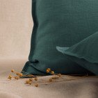 Taie d'Oreiller en Lin Lavé Vert Forêt