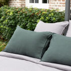 Taie d'Oreiller en Lin Lavé Vert Forêt