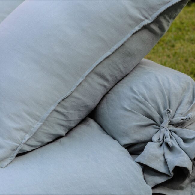 Taie d'Oreiller en Lin Lavé Vert Céladon