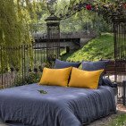 Drap Plat en Lin Lavé Gris Silex