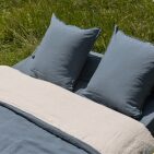 Drap Plat en Lin Lavé Bleu Ardoise