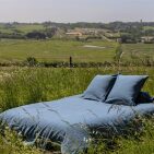 Drap Plat en Lin Lavé Bleu Ardoise