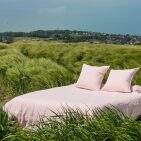 Drap Plat en Lin Lavé Pétale de Rose