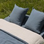 Drap Housse en Lin Lavé Bleu Ardoise