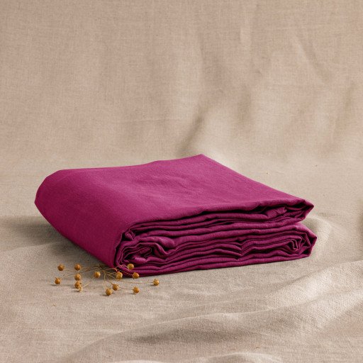 Drap Housse en Lin Lavé Rose Bruyère