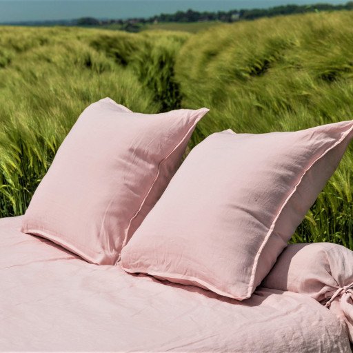 Drap Housse en Lin Lavé Pétale de Rose