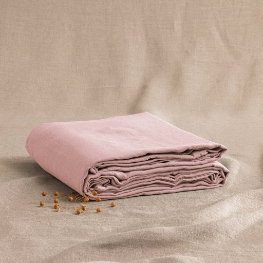 Drap Housse en Lin Lavé Pétale de Rose