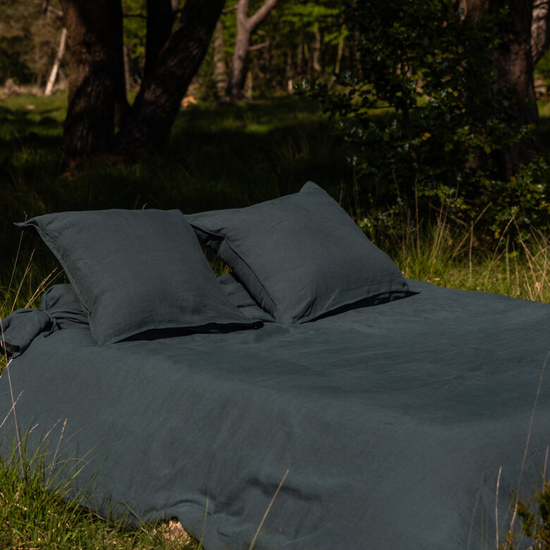 Taie de Traversin en Lin Lavé Vert Forêt - Embrin