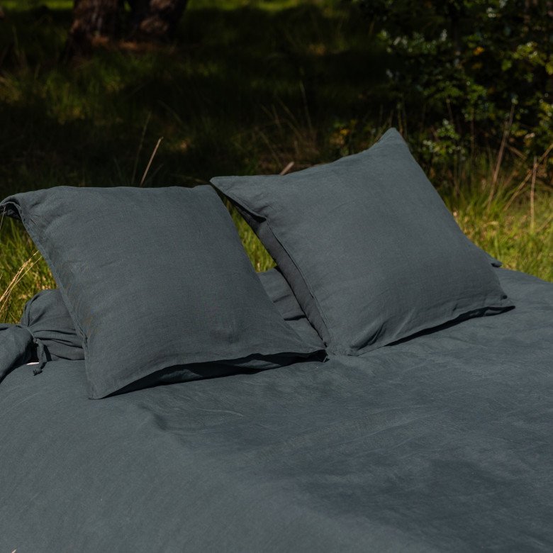 Taie de Traversin en Lin Lavé Vert Forêt - Embrin