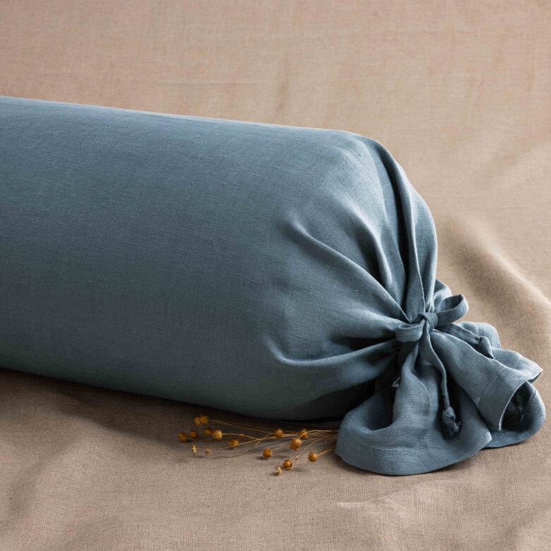 Taie de Traversin en Lin Lavé Bleu Ardoise - Embrin