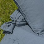 Taie de Traversin en Lin Lavé Bleu Ardoise