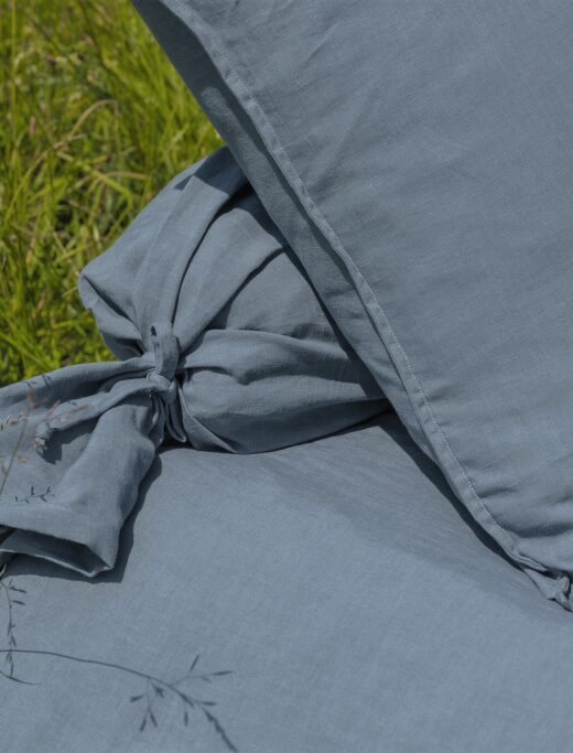 Taie de Traversin en Lin Lavé Bleu Ardoise