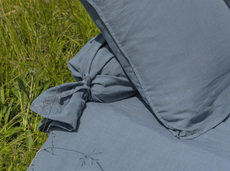 Taie de Traversin en Lin Lavé Bleu Ardoise