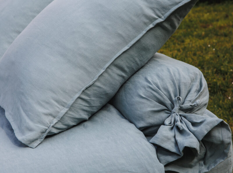 Taie de Traversin en Lin Lavé Vert Céladon